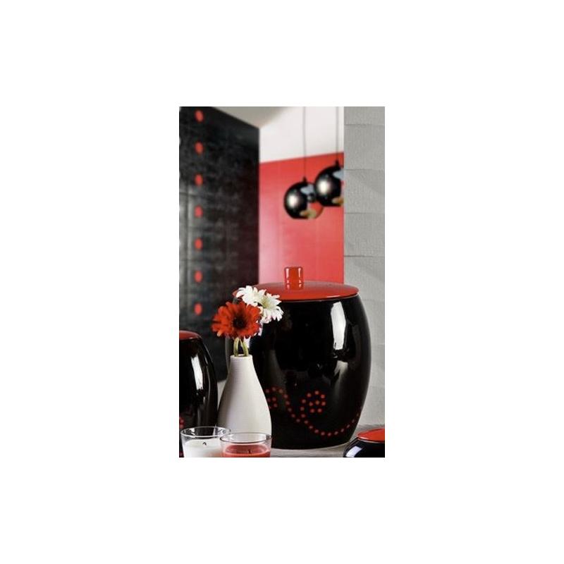 Primanova Maison Siyah Kırmızı Porselen Çöp Kovası