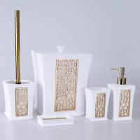 Selim Siena 5 Parça Polyester Banyo Takımı Seti Beyaz-Altın