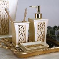 Selim Siena 5 Parça Polyester Banyo Takımı Seti İnci-Altın